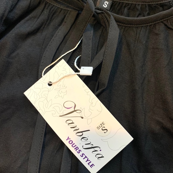 NWT VANBERFIA BLACK BLOUSE,S/M - Picture 4 of 6